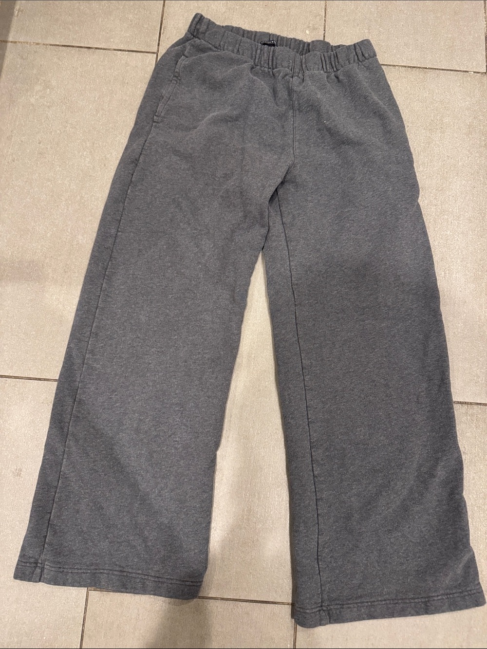 Brandy Melville Charcoal Gray Wide-Leg Joggers One SZ Elastic Waist